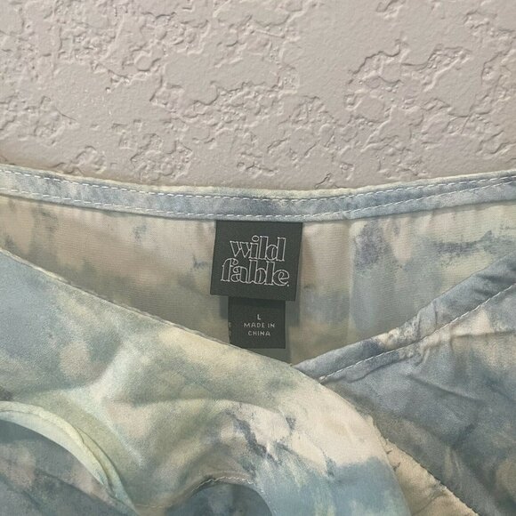 Wild Fable Watercolor Ruffled Cami Green Tank Top Women Large L Blouse - Picture 6 of 6